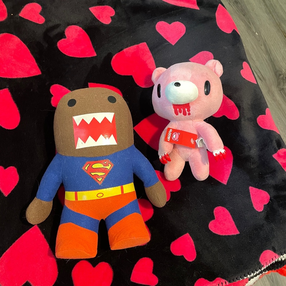 Domo Superhero and Gloomy Bear plush